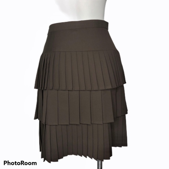 Escada Margaretha Ley Brown Pleated Wool Skirt - Picture 5 of 8